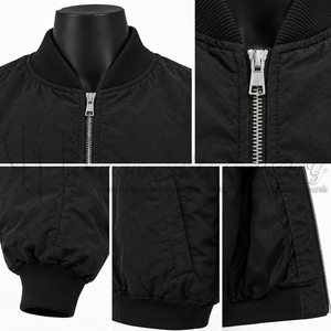 Chaqueta Bomber Negra para Hombre, Cierre de Cremallera, Color Sólido, Ropa Exterior Informal, Corte Regular, Material de Poliéster, Ropa de Otoño - Product Image 6