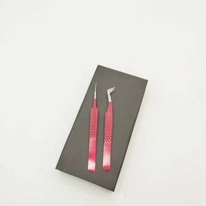 Juego de 2 Pinzas de Precisión para Pestañas de Acero Inoxidable Rojo con Puntas Rectas e Inclinadas de 10 mm de Longitud - Product Image 2