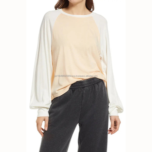 Custom women's Raglan Sleeves Colorblock Long Sleeve T-<b>Shirt</b> - Product Image 1