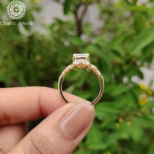 Charm Jewells <b>Cushion</b> Cut Moissanite IGI Certified Engagement Ring 18K Gold Plated Prong Setting Women's Classic Wedding Band 3 - Product Image 4