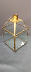 Irregular <b>Brass</b> <b>Lantern</b> with Glass Panels and Candle Holder Handmade Artisan Design for Wedding Table Decoration - Product Image 6