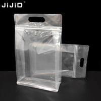 JIJID Sachet alimentaire personnalisé en plastique transparent, à fond plat, avec fermeture éclair et poignée, pour riz et farine, scellé sur huit côtés, givré
