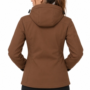 Chaqueta softshell con capucha para mujer, para exteriores, con cremallera completa, cierre frontal liso, diseño de capucha ajustable, bolsillo seguro en el pecho, ajuste cómodo - Product Image 2