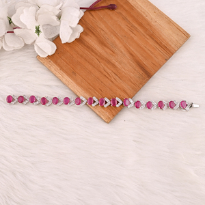 Elegant Glass Filled Ruby & CZ Tennis Bracelet in 925 Sterling <b>Silver</b> Handmade Luxury Fashion Jewelry <b>for</b> Unisex Gift - Product Image 3