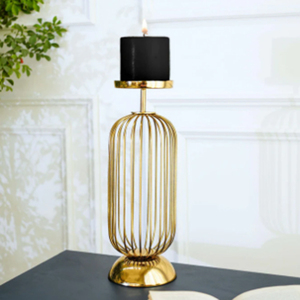 <b>Brass</b> Candle Stand Gold Metal Cage Design Modern <b>Candlestick</b> Holders - Product Image 1