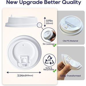 ฝาพลาสติกสีขาวแบบใช้แล้วทิ้ง 200 ชิ้น 3.54 ชิ้นต่อขนาด สำหรับแก้วกระดาษขนาด 10 ออนซ์ 12 ออนซ์ 16 ออนซ์ 20 ออนซ์ มี 4 ขนาดให้เลือก - Product Image 3