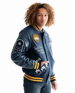 Custom Men Varsity <b>Jacket</b> <b>Vintage</b> Letterman <b>Jacket</b> with Chenille Patches Embroidery Leather Sleeves Unisex Baseball <b>Bomber</b> - Product Image 4