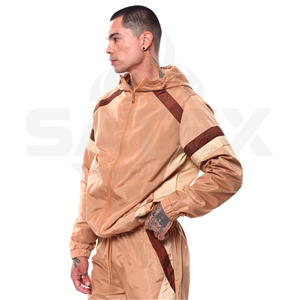 Trajes deportivos cortavientos de nailon de dos piezas para hombre, con logotipo personalizado, al por mayor. - Product Image 5