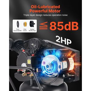 Compresseur d'air portable de 25 gallons, 5,5 SCFM, 90 PSI, réservoir lubrifié à l'huile, pression maximale de 200 PSI, 200 PSI, 5,5 SCFM - Product Image 3