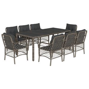 Ensemble de salle à manger de jardin en rotin gris 8 places, mobilier d'extérieur résistant aux intempéries, design contemporain - Product Image 4