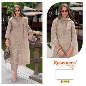"Elegancia de invierno: juego Shalwar Kameez bordado de organza emparejado con fondo e interior de Santoon pesado y opaco" - Product Image 2