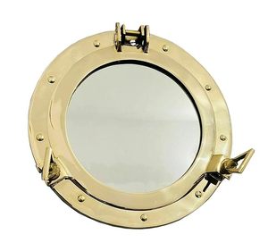 Espejo Náutico de Latón Pulido de Lujo, Decoración de Pared con Ventana de Barco Vintage - Product Image 1