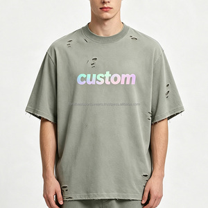 Camiseta Personalizada de Cuello Redondo y Manga Corta para Hombre, con Estampado de Letras en Relieve, Estilo Vintage, 100% Algodón Tejido, Corte Regular - Product Image 1