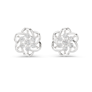 Purecarat Boucles d'oreilles fleur en diamant en or 14 carats Bijoux fins pour femmes - Product Image 4