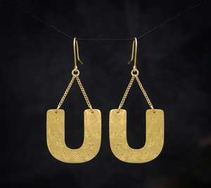 Pendientes Colgantes de Latón Texturizado en Forma de U Hechos a Mano para Mujer, Ganchos Sin Plomo, Acabado Dorado Pulido, Resistentes al Deslustre, Regalo - Product Image 5