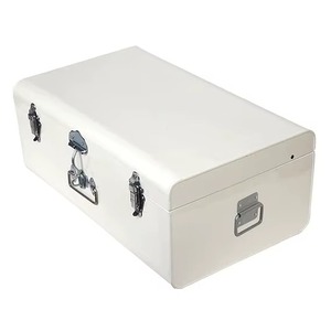 White Metal Trunk <b>Box</b> Set Of 2 Antique Style Storage Chests Perfect For Keepsakes <b>Books</b> Gifts And Room Decor From India - Product Image 4