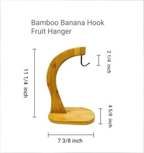 Support à fruits en bambou de forme circulaire, design suspendu, écologique, style simple, avec base en bois pour le rangement des fruits - Product Image 2