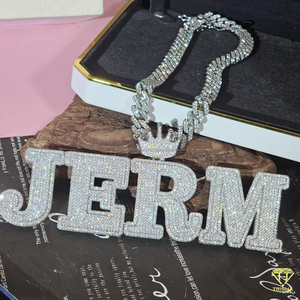 Custom Hip Hop <b>Name</b> Pendant Necklace Luxury Moissanite Diamond Cuban Link <b>Chain</b> Jewelry - Product Image 4