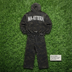 Men <b>Black</b> Green Camouflage <b>Zip</b> <b>Up</b> <b>Hoodie</b> Tracksuit Set Loose Fit Wide Leg Streetwear Custom OEM ODM Wholesale - Product Image 6