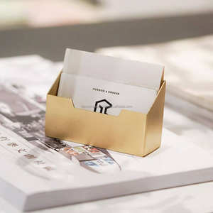 Titular de la tarjeta de visita de calidad superior para escritorio Soporte de tarjeta de visita de latón inoxidable para organizador de mostrador de mesa de oficina - Product Image 1