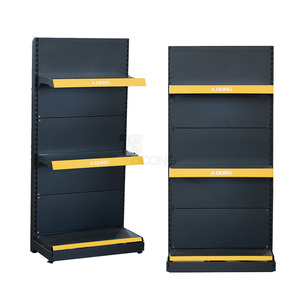 Metallic 3-<b>Shelf</b> Vertical Galvanized Stable Solid Base Supermarket <b>Shelves</b> for Grocery Store-OEM Service - Product Image 1