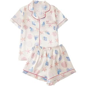 Pyjama doux pour femmes, pyjama court à manches courtes pour filles, ensemble 2 pièces, vêtements de nuit pour femmes - Product Image 1