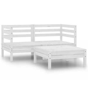 Grand ensemble de salon de jardin modulaire en pin massif blanc - Product Image 1