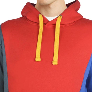 Sweat-shirt à capuche color block avec des détails tricotés rouge, jaune, bleu et violet, design décontracté d'automne avec poches patchwork rouge, jaune et bleu - Product Image 4