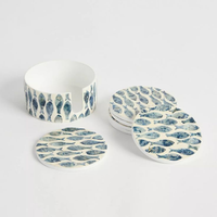 Set de table en rotin artisanal écologique incrusté de nacre, design de pointe, diamètre 10 cm, taille personnalisable, variété de motifs pour la maison
