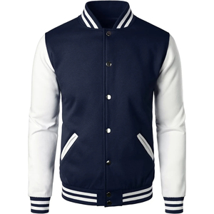 High Quality Wholesale OEM Custom Canvas Front Varsity Jacket <b>Men</b> Latest Designs Casual Winter Plus Size Embroidered Knitted - Product Image 3