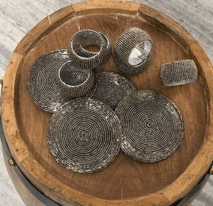 Handmade Beaded Round <b>Coaster</b> Set Glass Bead Table Mat <b>Heat</b> Resistant Drink <b>Coaster</b> Elegant Dining Table Decor Home Accessory - Product Image 2