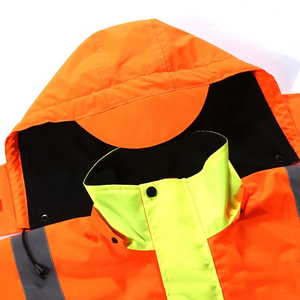 Chaqueta Acolchada Impermeable de Alta Visibilidad para Hombre con Capucha y Cierre de Cremallera, Exterior de Poliéster/Algodón, Bolsillos, Abrigo de Invierno - Product Image 4