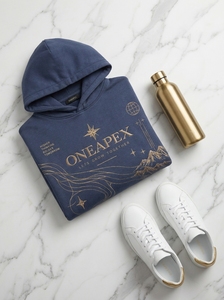 Men's <b>Navy</b> Embroidered Hoodie Premium Cotton Fleece Pullover Streetwear <b>Sweatshirt</b> Custom Logo Wholesale Fashion - Product Image 3