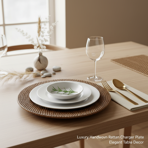 Plato de lujo tejido a mano de ratán marrón, manteles individuales de ratán duraderos para decoración de mesas de boda, manteles individuales para mesas de comedor de restaurantes. - Product Image 4