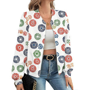 <b>Womens</b> Customizable Sheep Skin Bomber Jacket Long Sleeve Lightweight <b>Windbreaker</b> Outwear Top <b>for</b> Stylish Everyday Casual Wear - Product Image 2