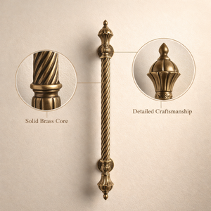 Poignée de porte robuste en laiton massif HI SAFE 36 pouces |   Poignée d'entrée robuste en laiton antique moderne pour porte principale extérieure - Product Image 5