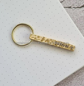 Engraved Solid Brass <b>Bar</b> Keychain with Hammered Finish Personalized Custom Keyring Gift Handmade Solid Brass <b>Bar</b> Keychain - Product Image 5