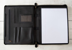 Handmade <b>A4</b> Black Genuine Leather Padfolio Folder Organizer 33cm X 26cm X 2cm Personalisable LPA-0082 - Product Image 5