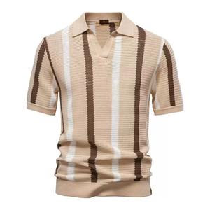 Polo de punto a rayas transpirable de manga corta para hombre, estilo nuevo de verano 2025, talla europea - Product Image 6