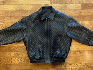 Blouson Bomber en Cuir PU Tressé Noir pour Homme, Col Rabattu, Fermeture Éclair, Style Moto Biker, Vêtement d'Automne - Product Image 3