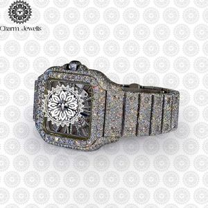 Charm_Jewells Luxury Square Stainless Steel <b>Watch</b> Diamond Encrusted Sapphire Crystal Analog <b>Mechanical</b> Movement Unisex - Product Image 4