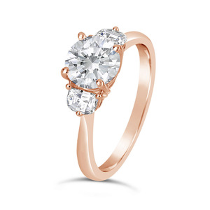 Klassischer Drei-Stein-Ring mit Rundem Moissanit, Vergangenheit-Gegenwart-Zukunft, Hochzeits-Jahrestags-Geschenk, 925 Sterling Silber Ring für Damen - Product Image 5