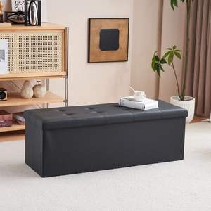 Repose-pieds de rangement pliable en PVC MDF brillant 110*38*38cm - Product Image 4