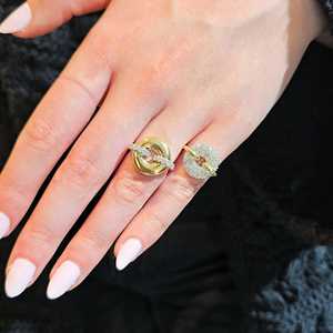 Diamond Signet <b>Ring</b> Bubble Chunky Statement Micro Pave Setting <b>Dome</b> Pinky Band 13mm 14k 18k Solid Gold Round Lab Grown Wholesale - Product Image 4