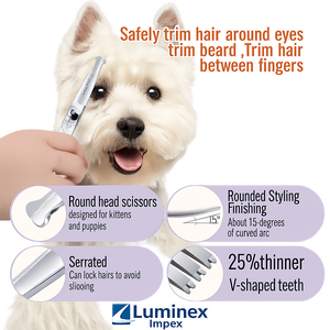Juego de tijeras de primera calidad para el cuidado de mascotas, fabricadas con acero inoxidable de alta calidad, kit profesional para cortar el pelo de perros y gatos con estuche - Product Image 5