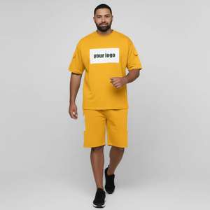 Nouvel ensemble décontracté haut de gamme pour homme, confortable pour l'automne, composé d'un t-shirt à manches courtes en coton et d'un short imprimé, ensemble de survêtement 2 pièces - Product Image 4