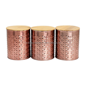 Dernière boîte de rangement en cuivre pur avec couvercle en bois Récipient de haute qualité pour café, sucre et thé offert à des prix abordables - Product Image 2