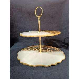 Support à gâteau élégant en résine écologique fait main (2 pièces) pour les fêtes d'anniversaire, les tables de desserts, les boulangeries - Product Image 2