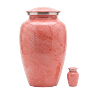 Urne funéraire élégante en ambre marbré pour cendres d'adultes – Grand récipient commémoratif avec petite urne à souvenirs assortie - Product Image 3