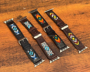 Vente en gros OEM Bracelet de montre perlé en cuir véritable de luxe personnalisé Bracelets de montre en cuir de vachette vintage à dégagement rapide pour montre intelligente - Product Image 4